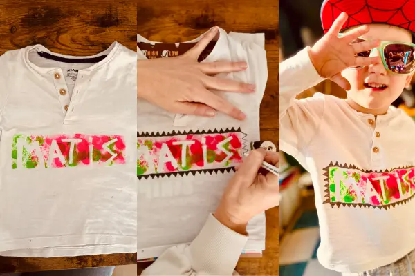 DIY name art on t-shirt activity